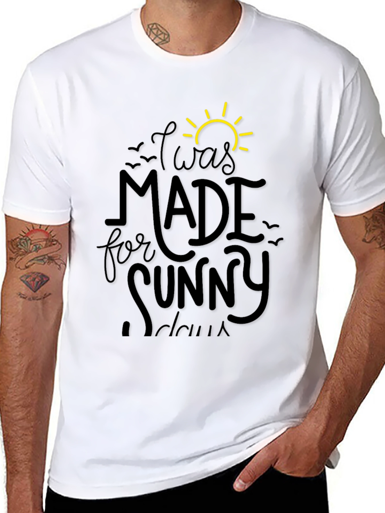 Sunny Days Graphic Tee - Black Cotton T-Shirt