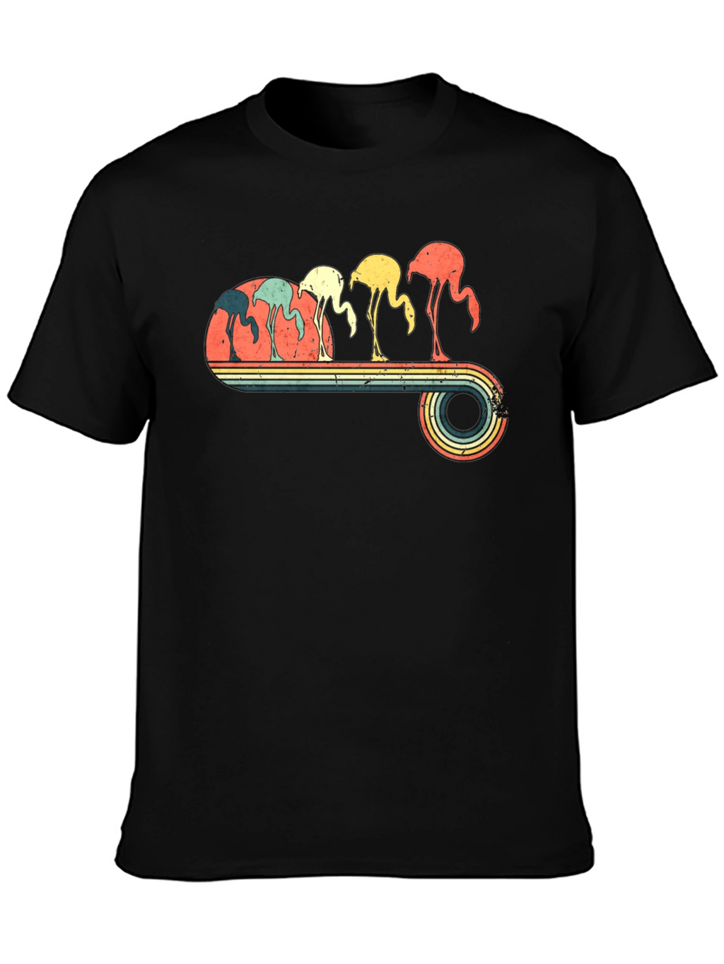 Retro Flamingo Graphic Tee - Black