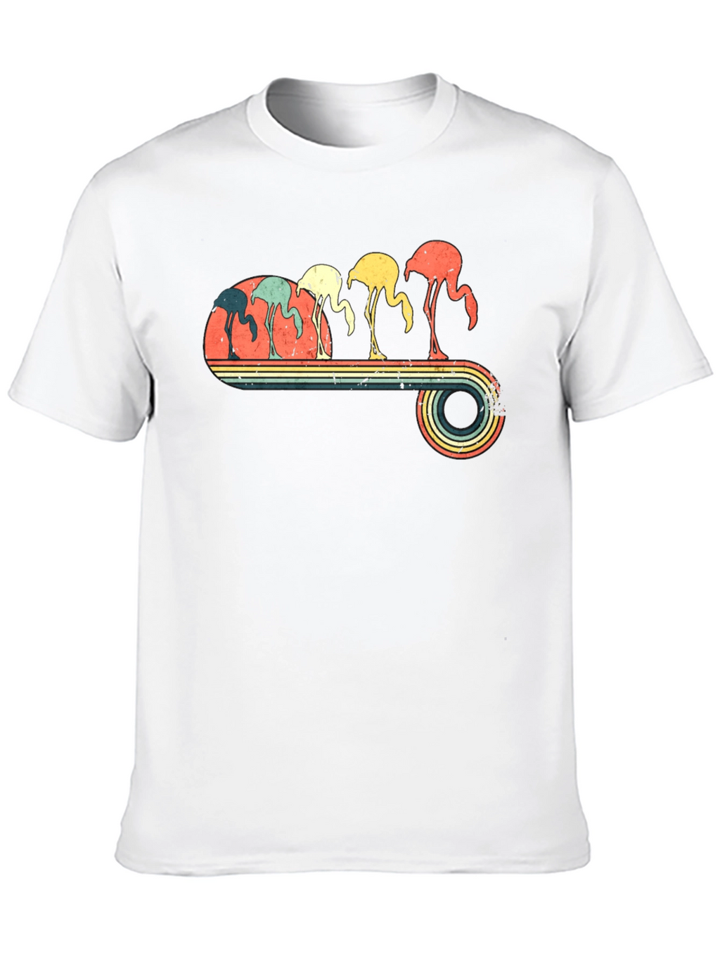 Retro Flamingo Graphic Tee - Black