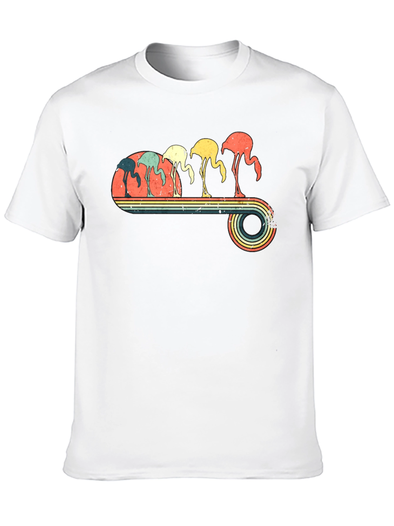 Retro Flamingo Graphic Tee - Black