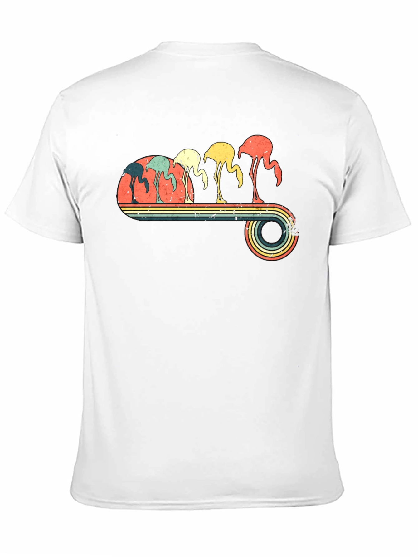 Retro Flamingo Graphic Tee - Black