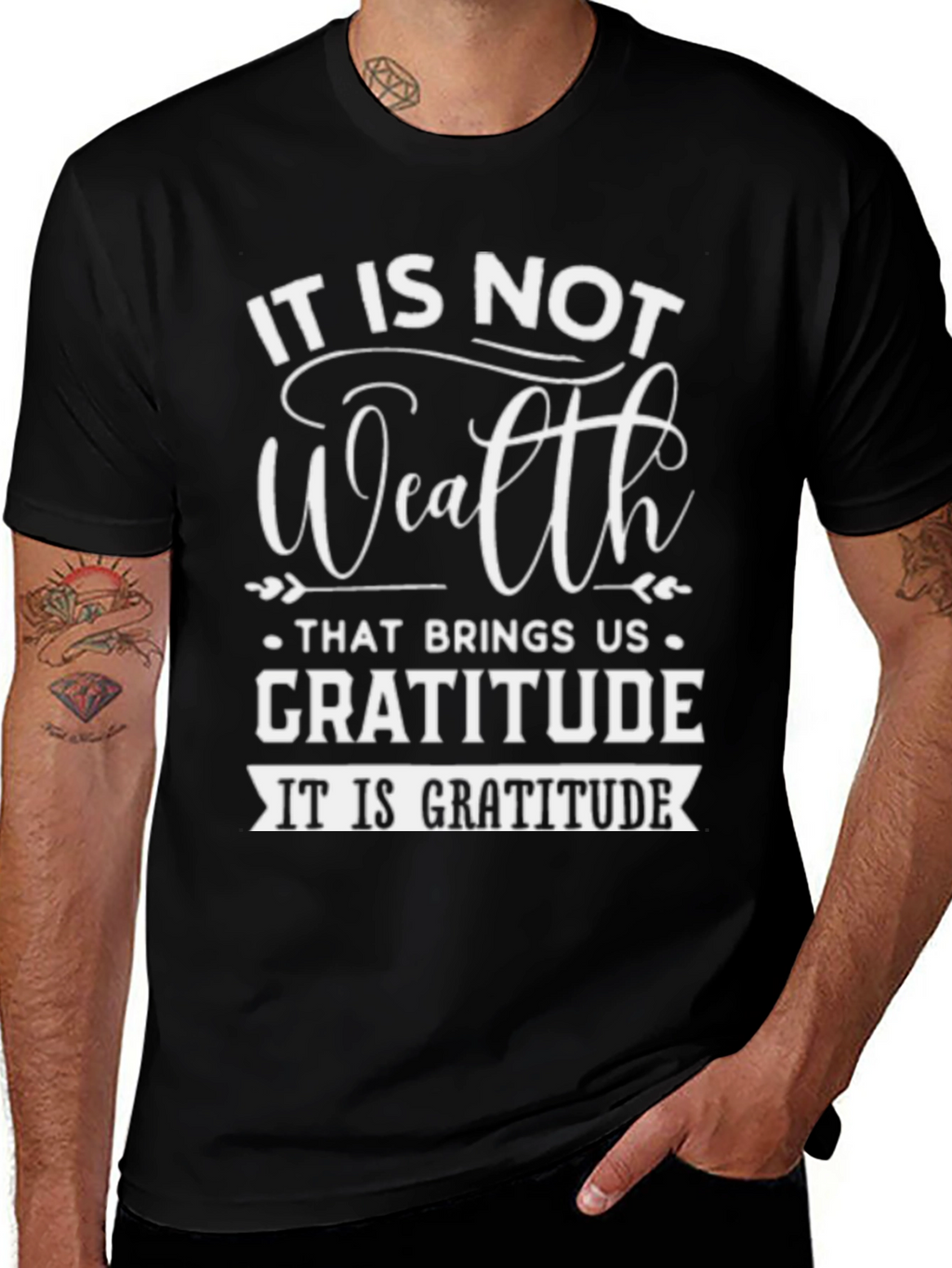 Gratitude Graphic Tee - Inspirational Black T-Shirt