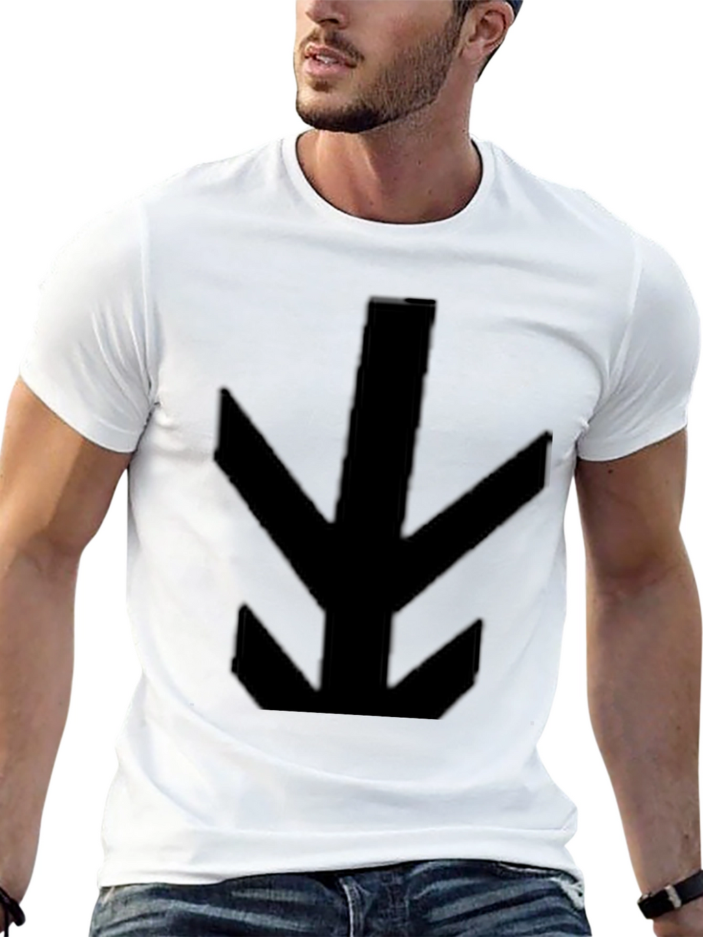 Mens Black T-Shirt with Abstract Arrow Design