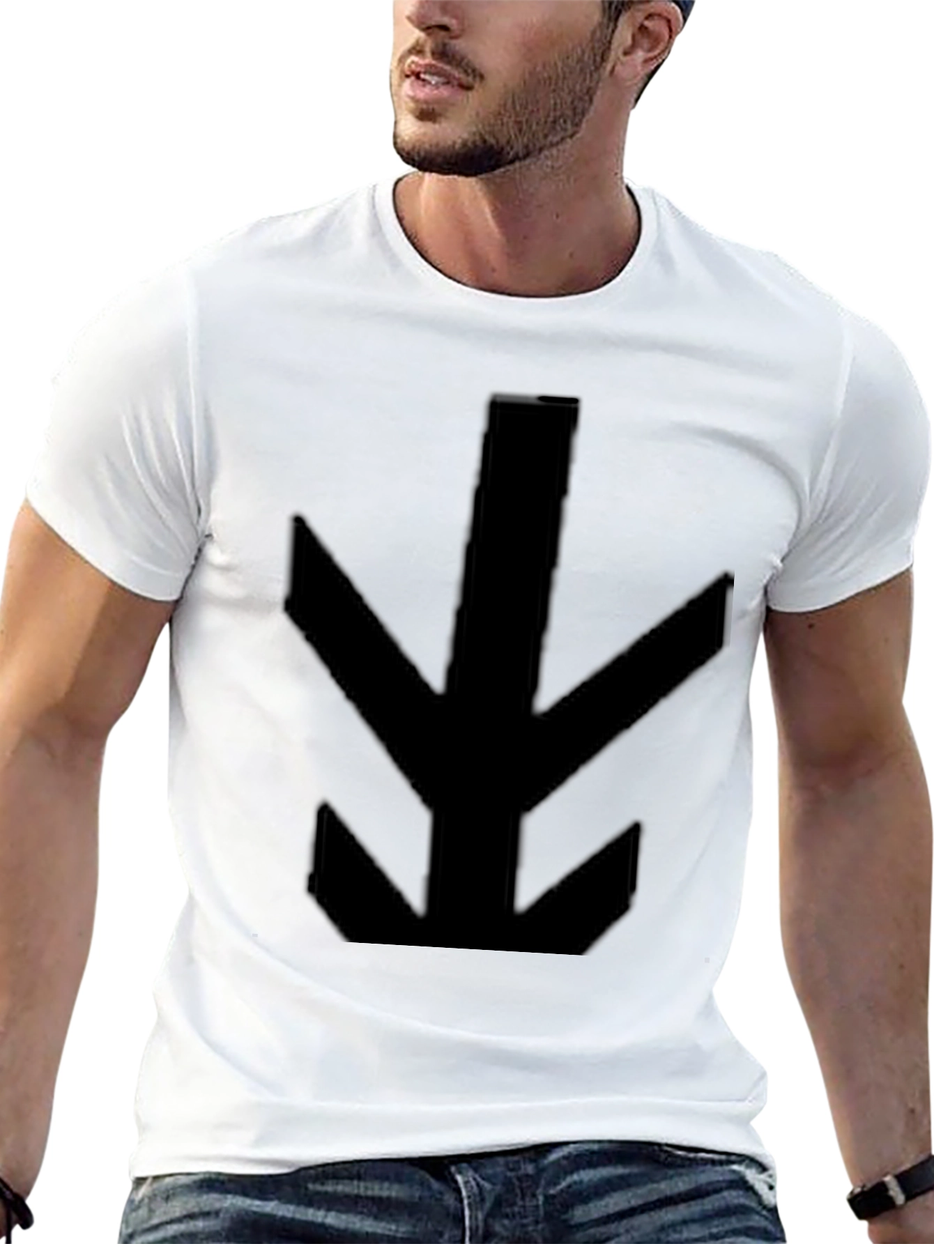 Mens Black T-Shirt with Abstract Arrow Design