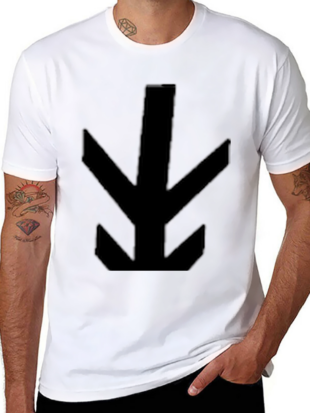 Mens Black T-Shirt with Abstract Arrow Design