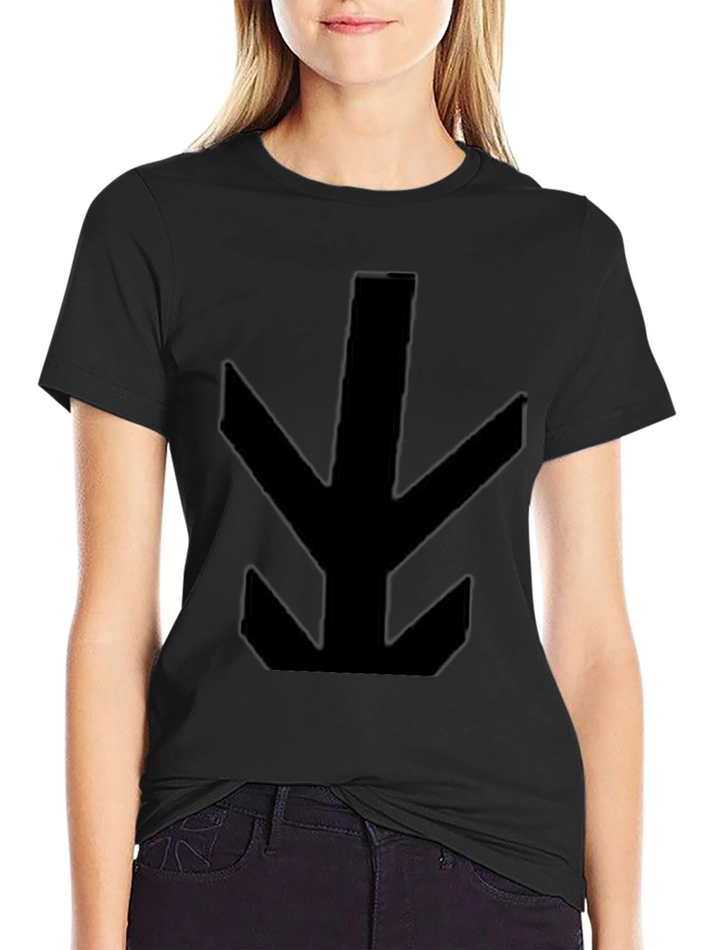 Mens Black T-Shirt with Abstract Arrow Design