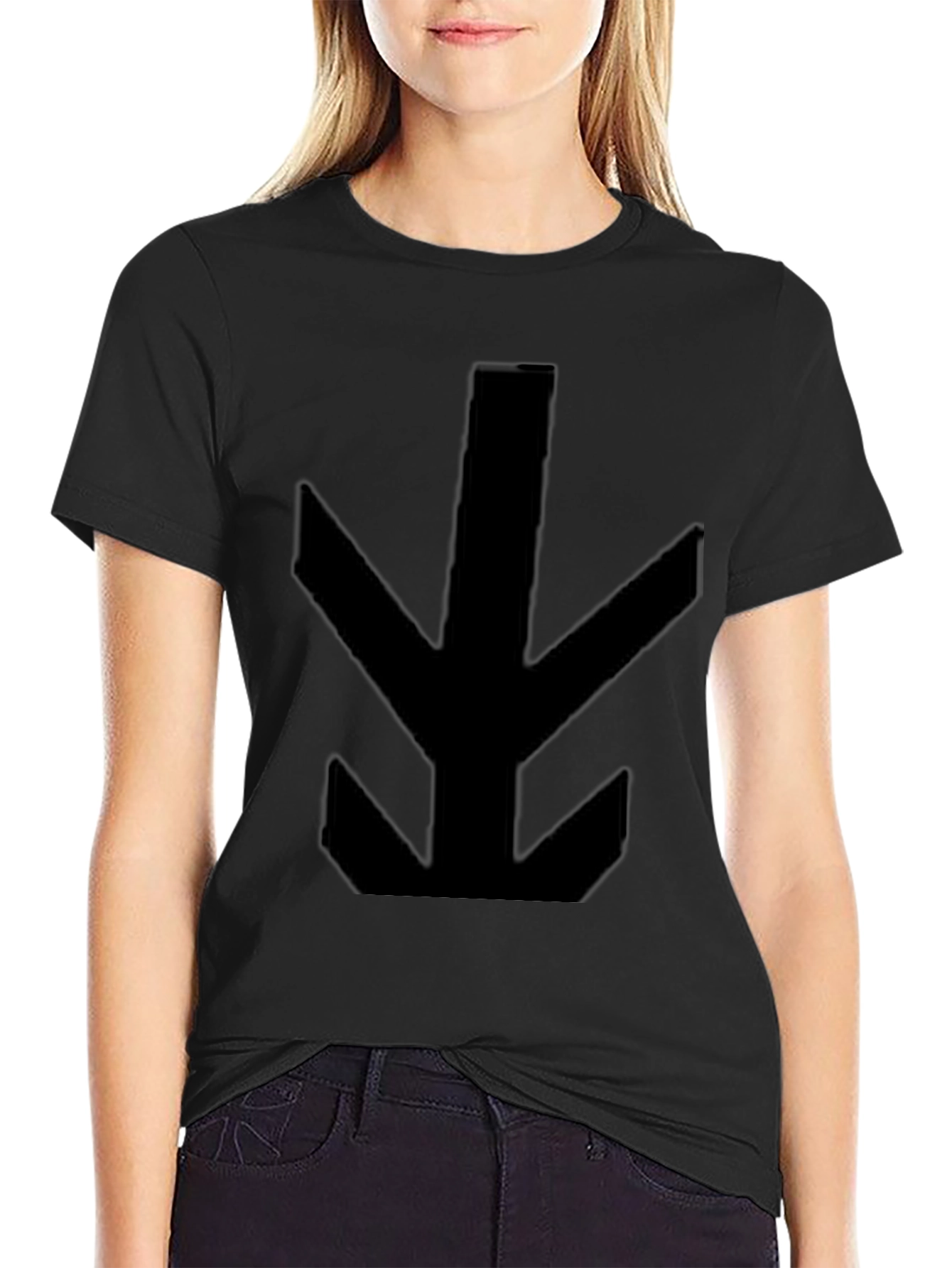 Mens Black T-Shirt with Abstract Arrow Design