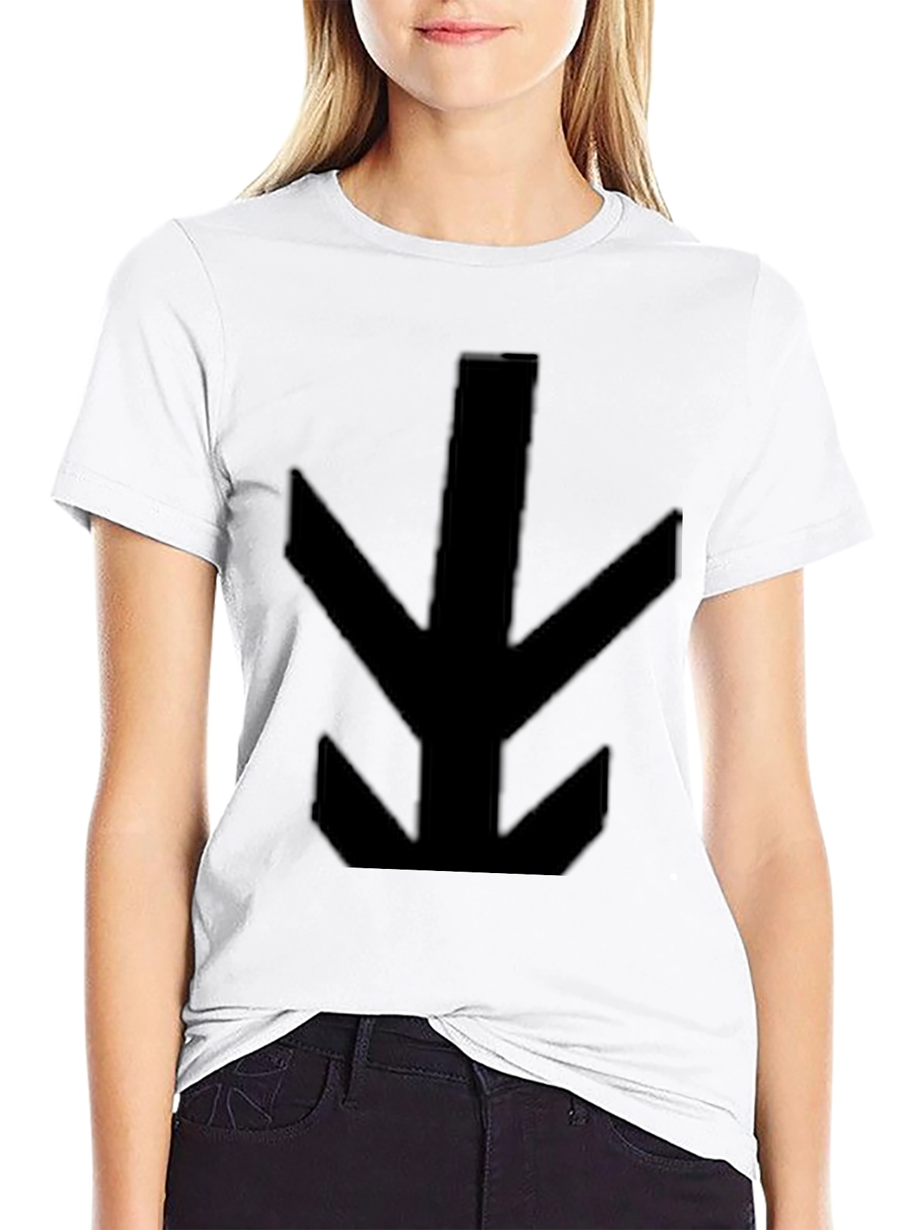 Mens Black T-Shirt with Abstract Arrow Design