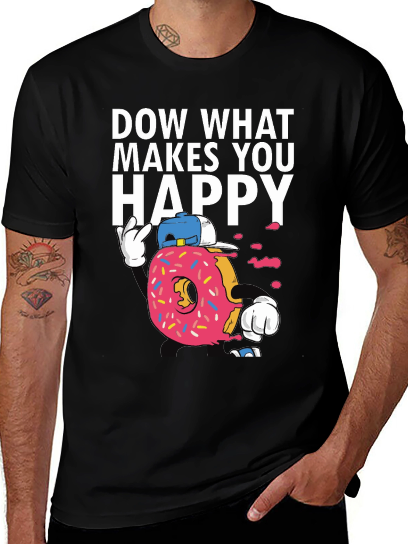 Funny Donut Graphic T-Shirt - Do What Makes You Happy