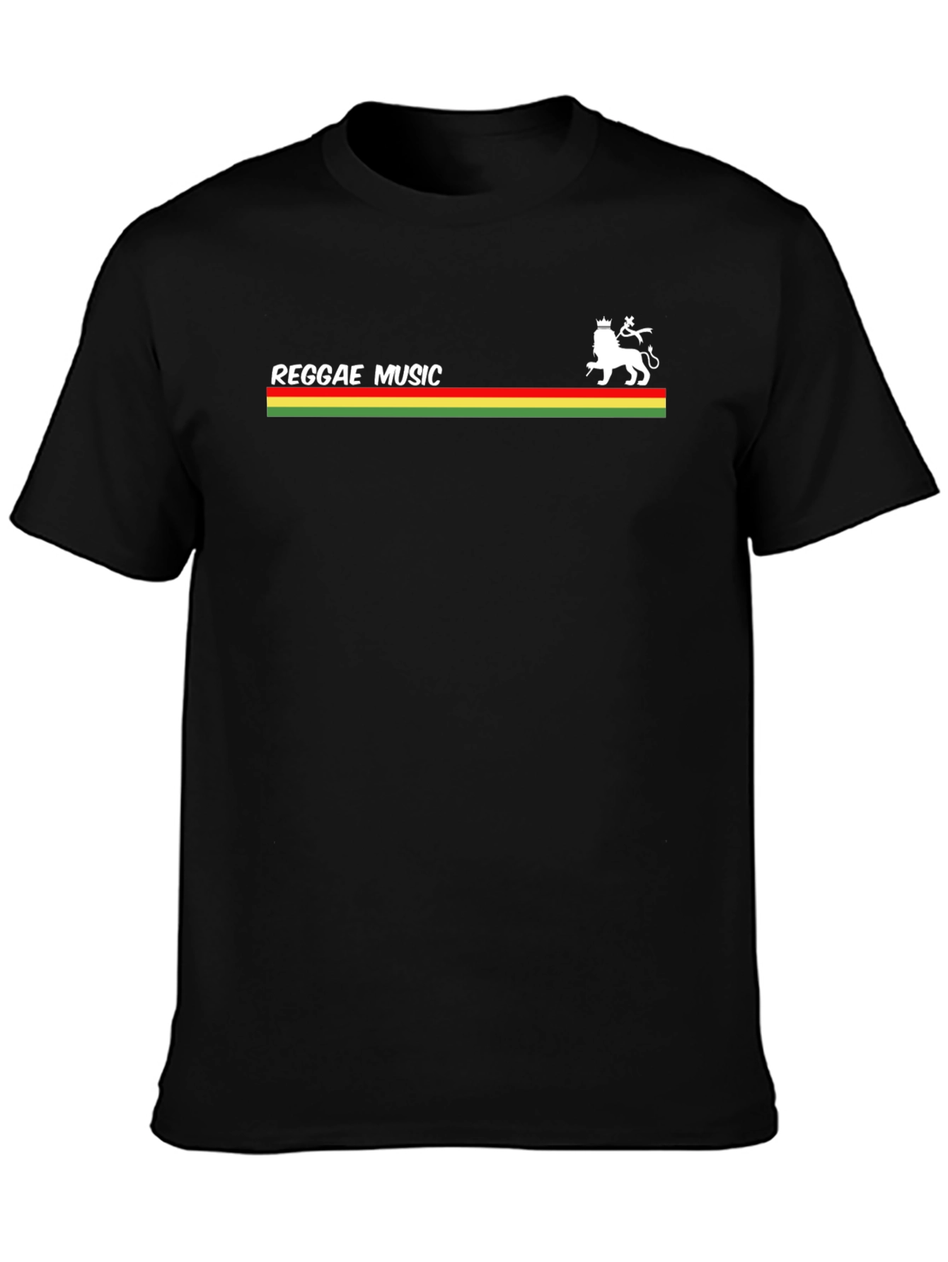 Reggae Music Lion Graphic Tee - Black Cotton T-Shirt