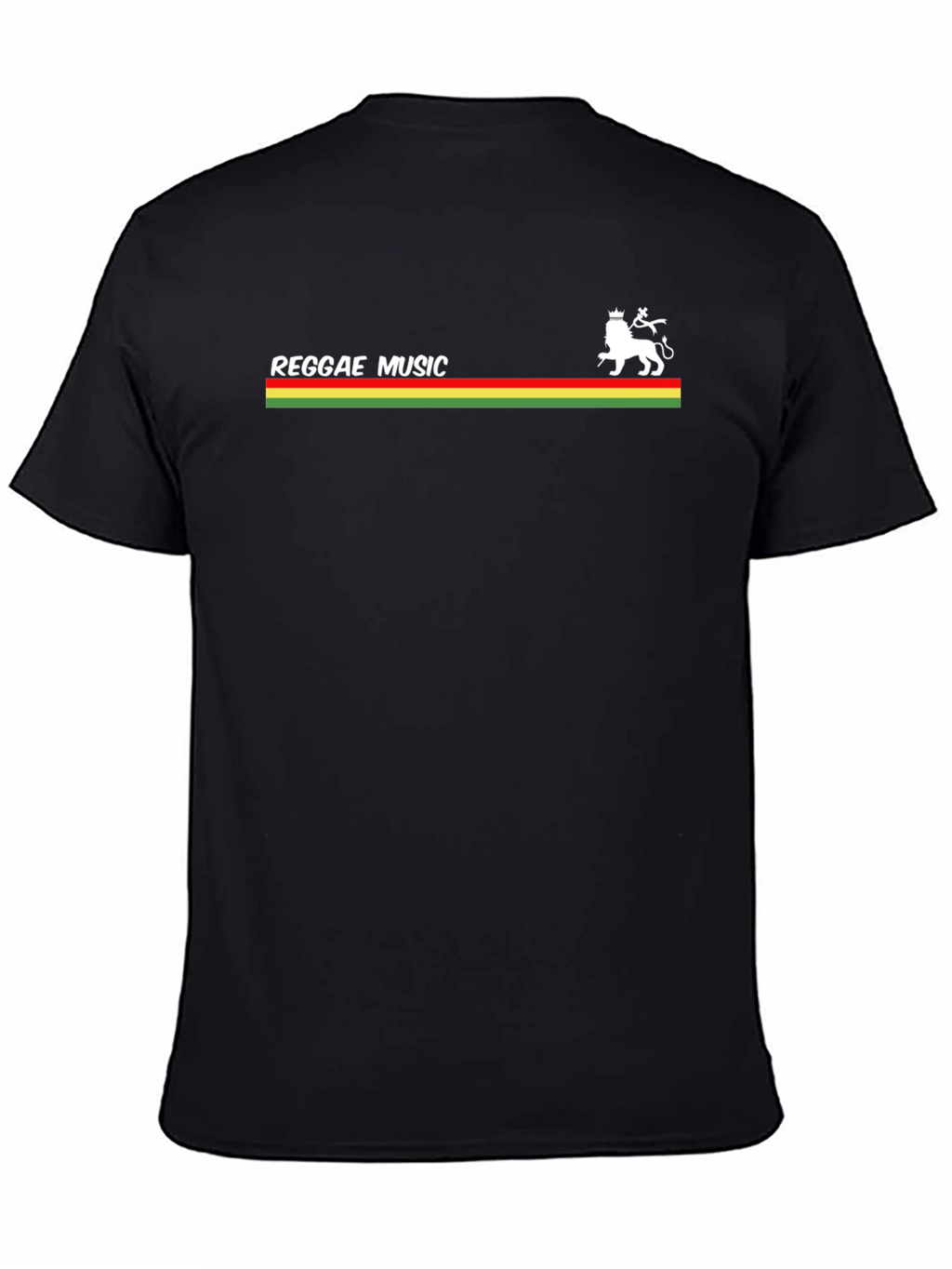 Reggae Music Lion Graphic Tee - Black Cotton T-Shirt