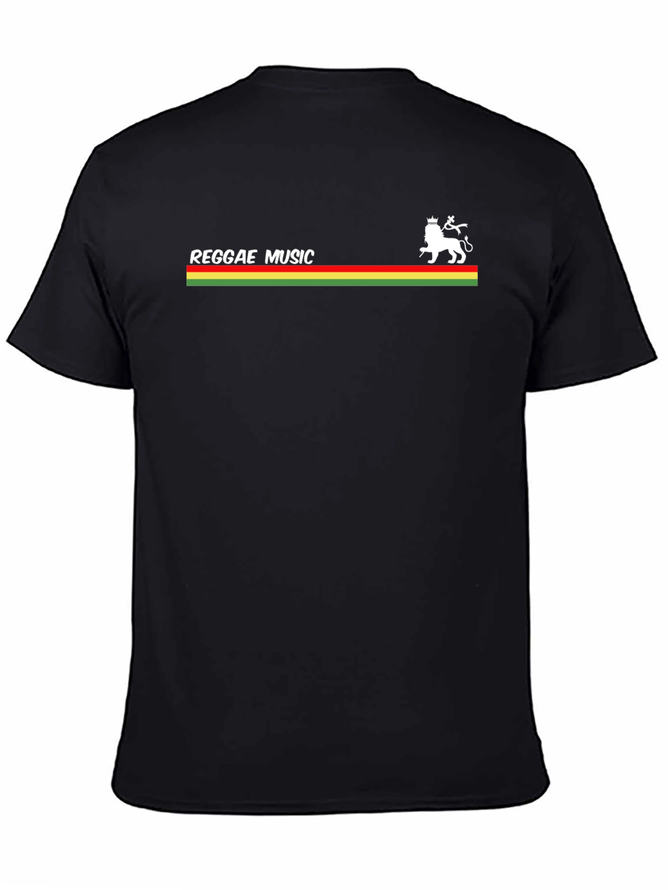 Reggae Music Lion Graphic Tee - Black Cotton T-Shirt