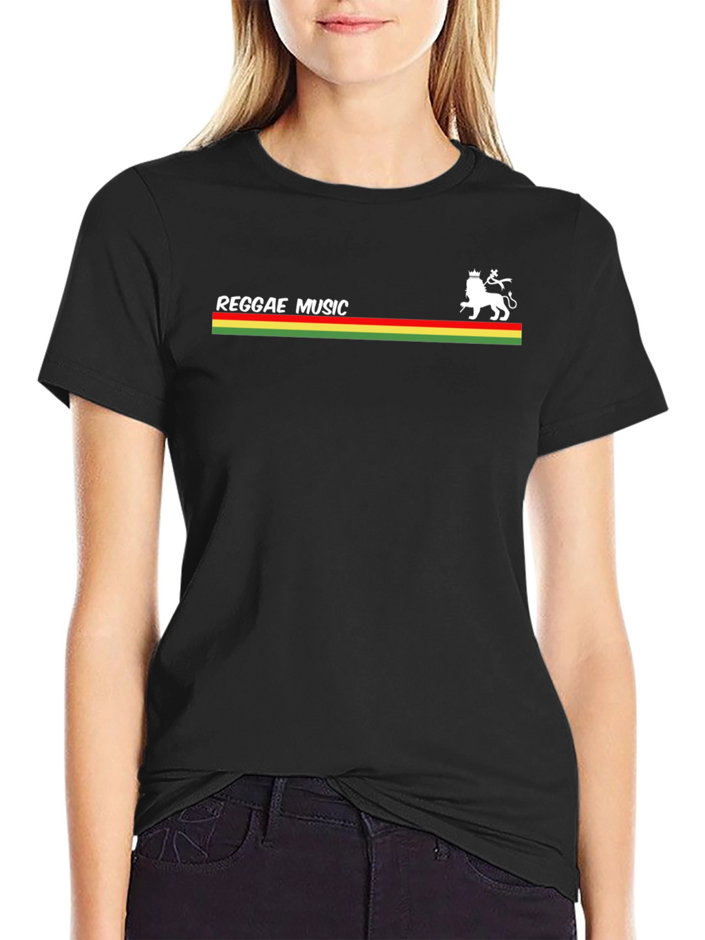 Reggae Music Lion Graphic Tee - Black Cotton T-Shirt
