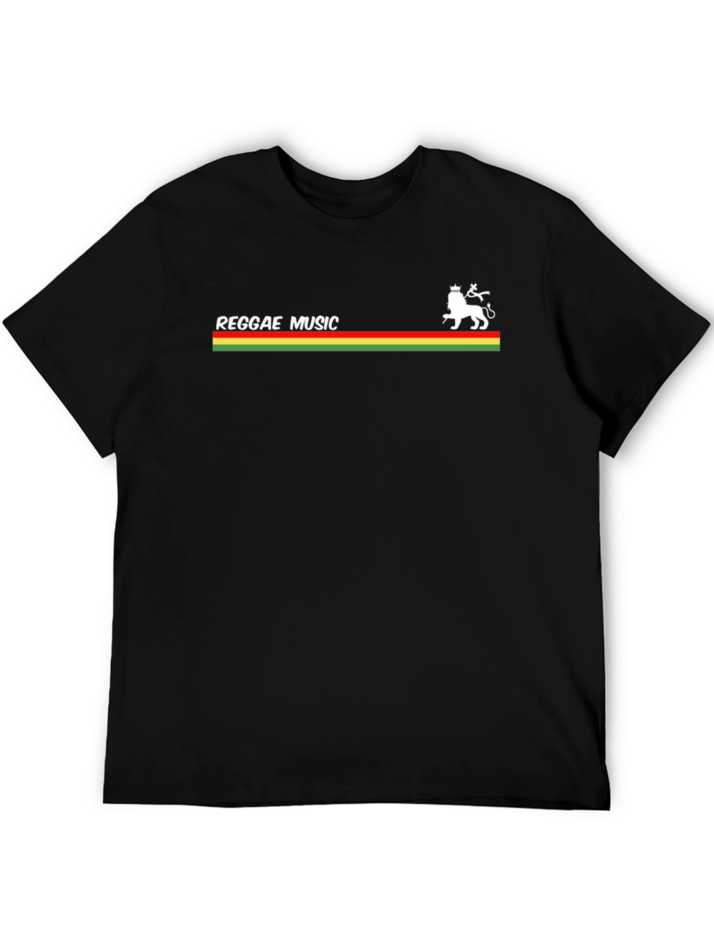 Reggae Music Lion Graphic Tee - Black Cotton T-Shirt