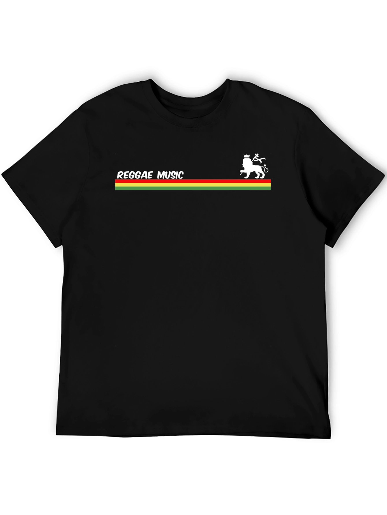Reggae Music Lion Graphic Tee - Black Cotton T-Shirt