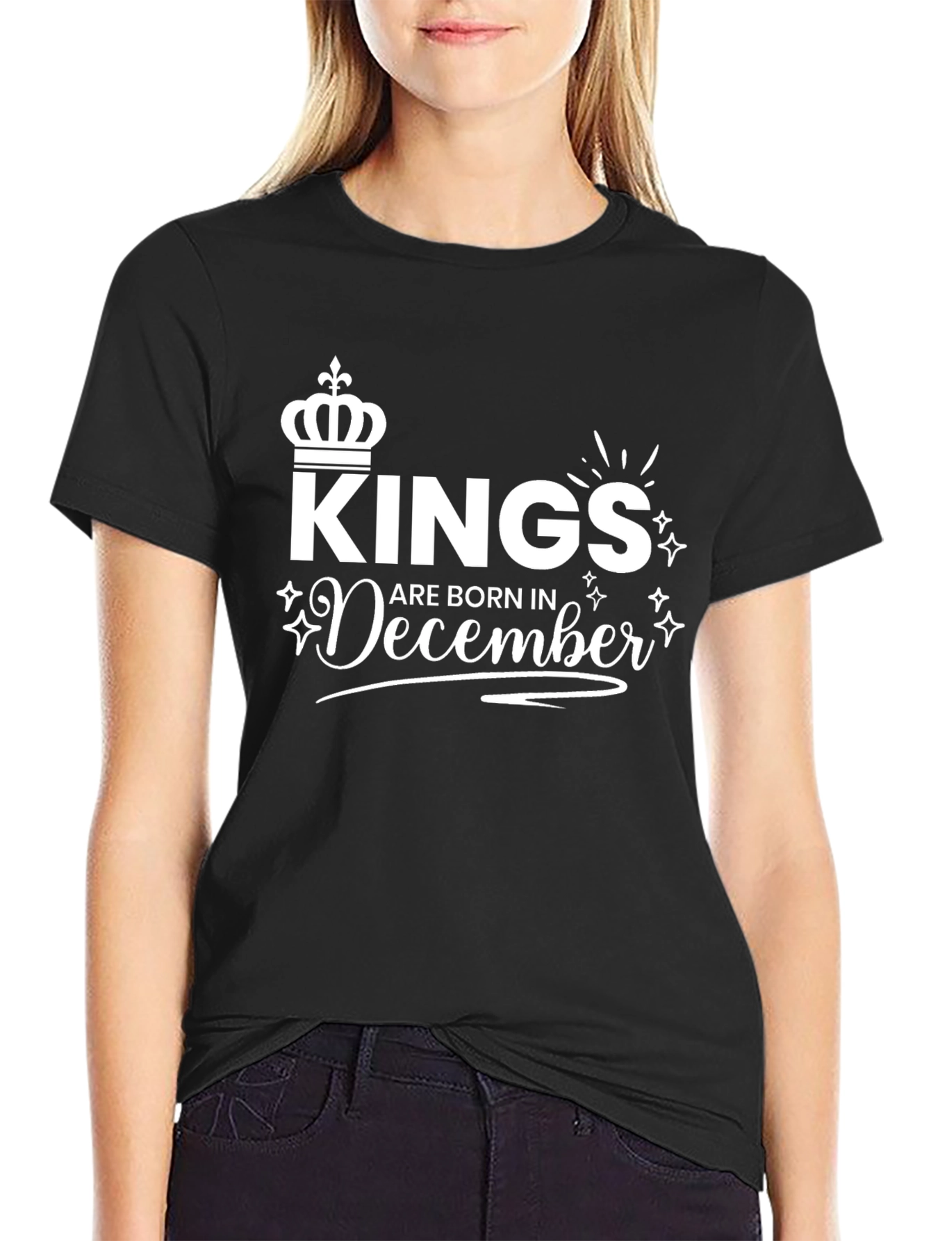 Kings Are Born In December Black T-Shirt