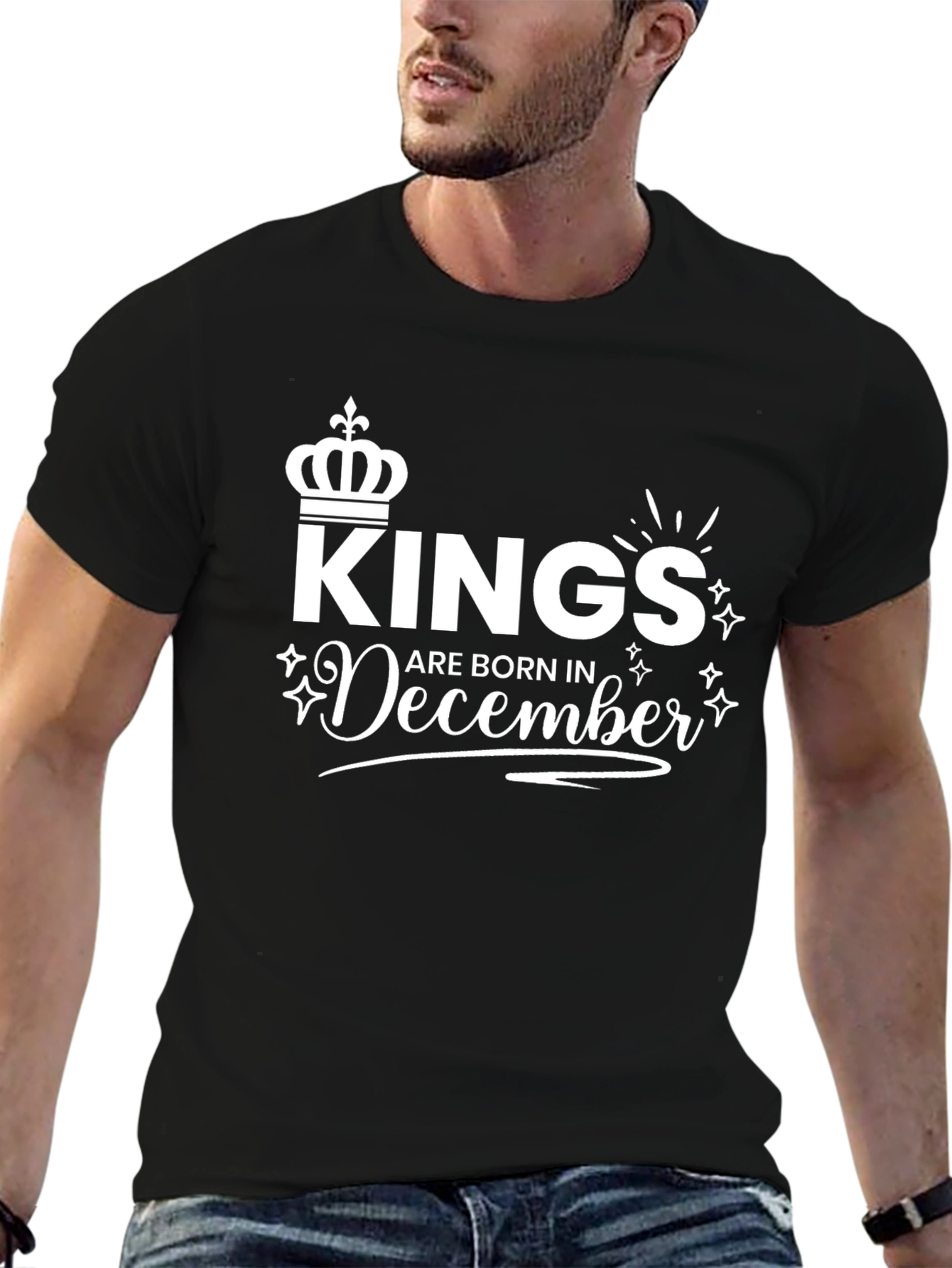 Kings Are Born In December Black T-Shirt