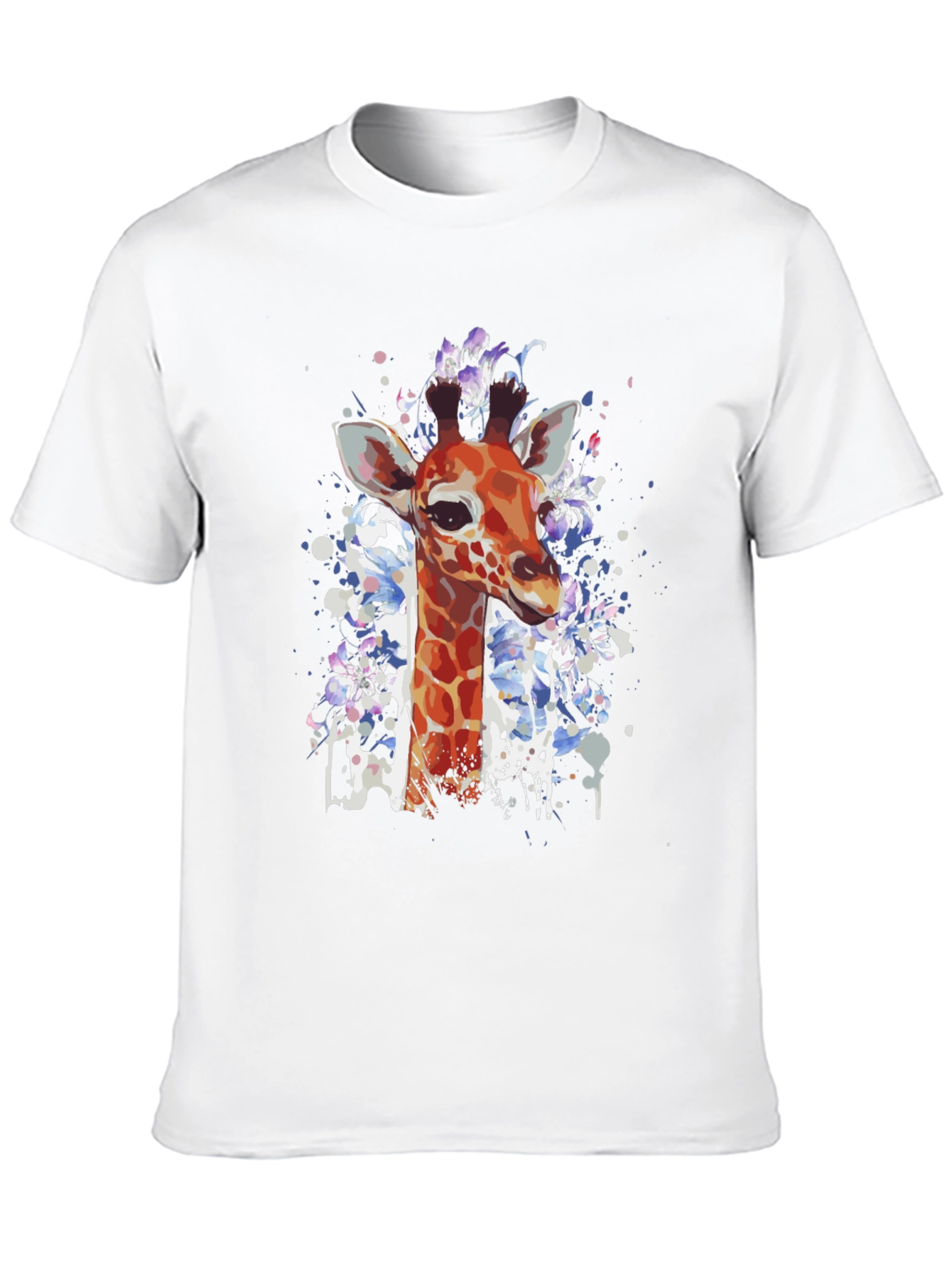 Giraffe Art Print Black T-Shirt