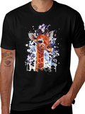 Giraffe Art Print Black T-Shirt