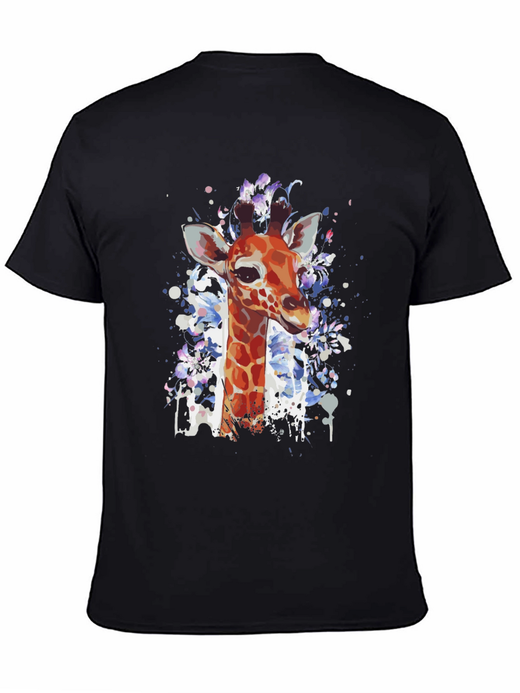 Giraffe Art Print Black T-Shirt