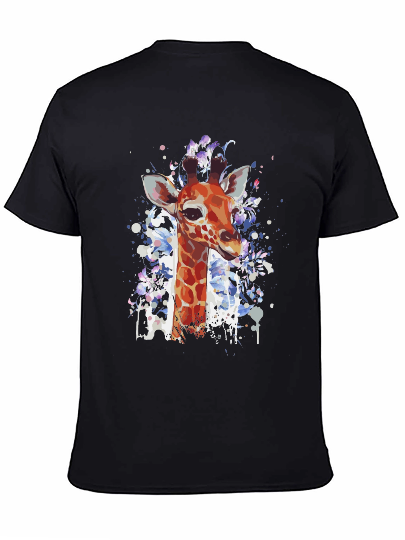 Giraffe Art Print Black T-Shirt