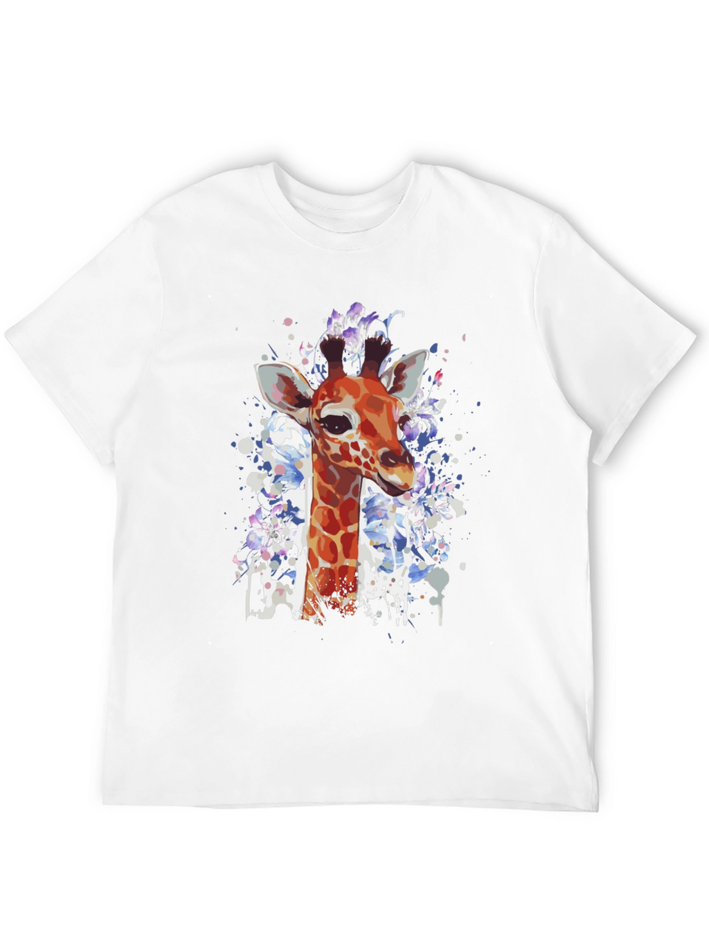 Giraffe Art Print Black T-Shirt