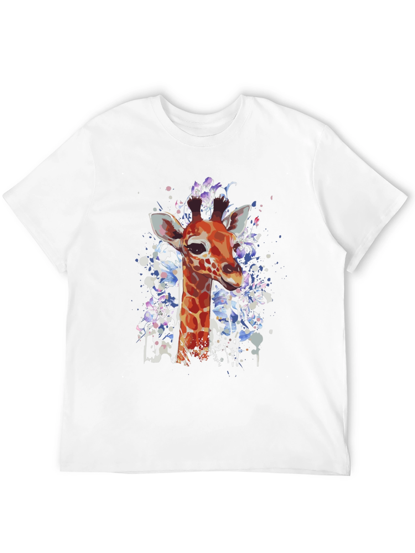 Giraffe Art Print Black T-Shirt
