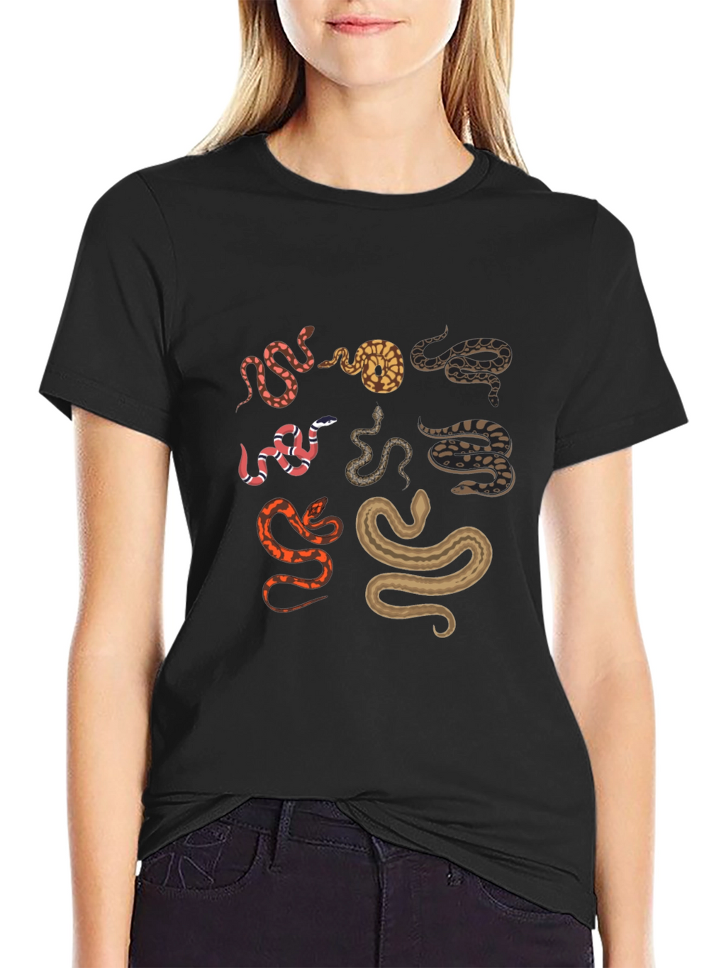 Snake Print Black T-Shirt