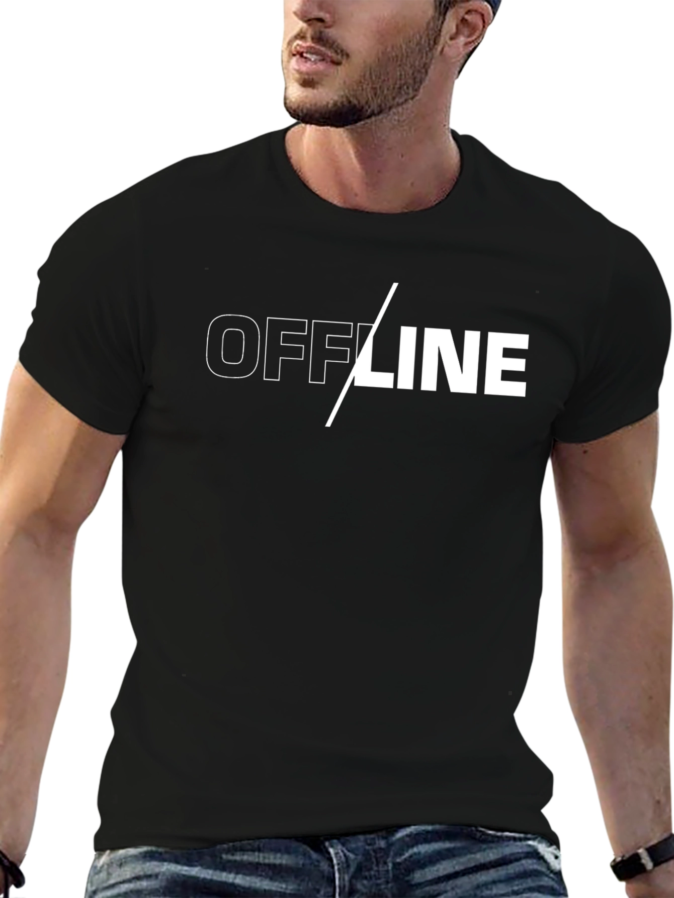 Offline Mode Black T-Shirt - Modern Graphic Tee