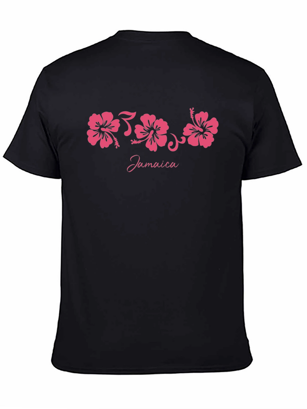 Jamaica Hibiscus Flower Black T-Shirt