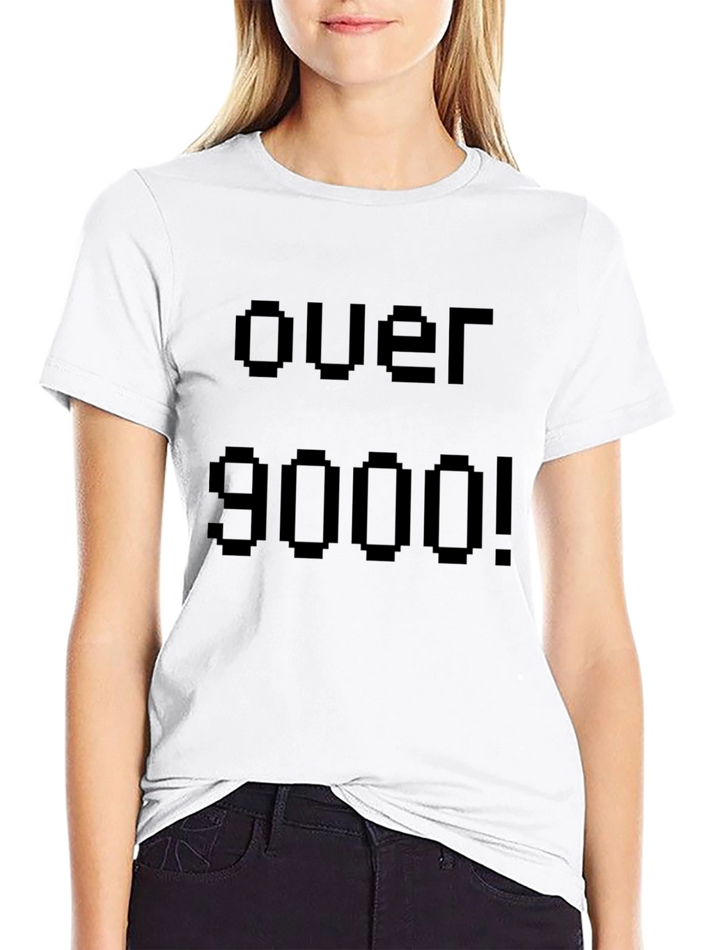 Over 9000! Pixel Graphic Black T-Shirt