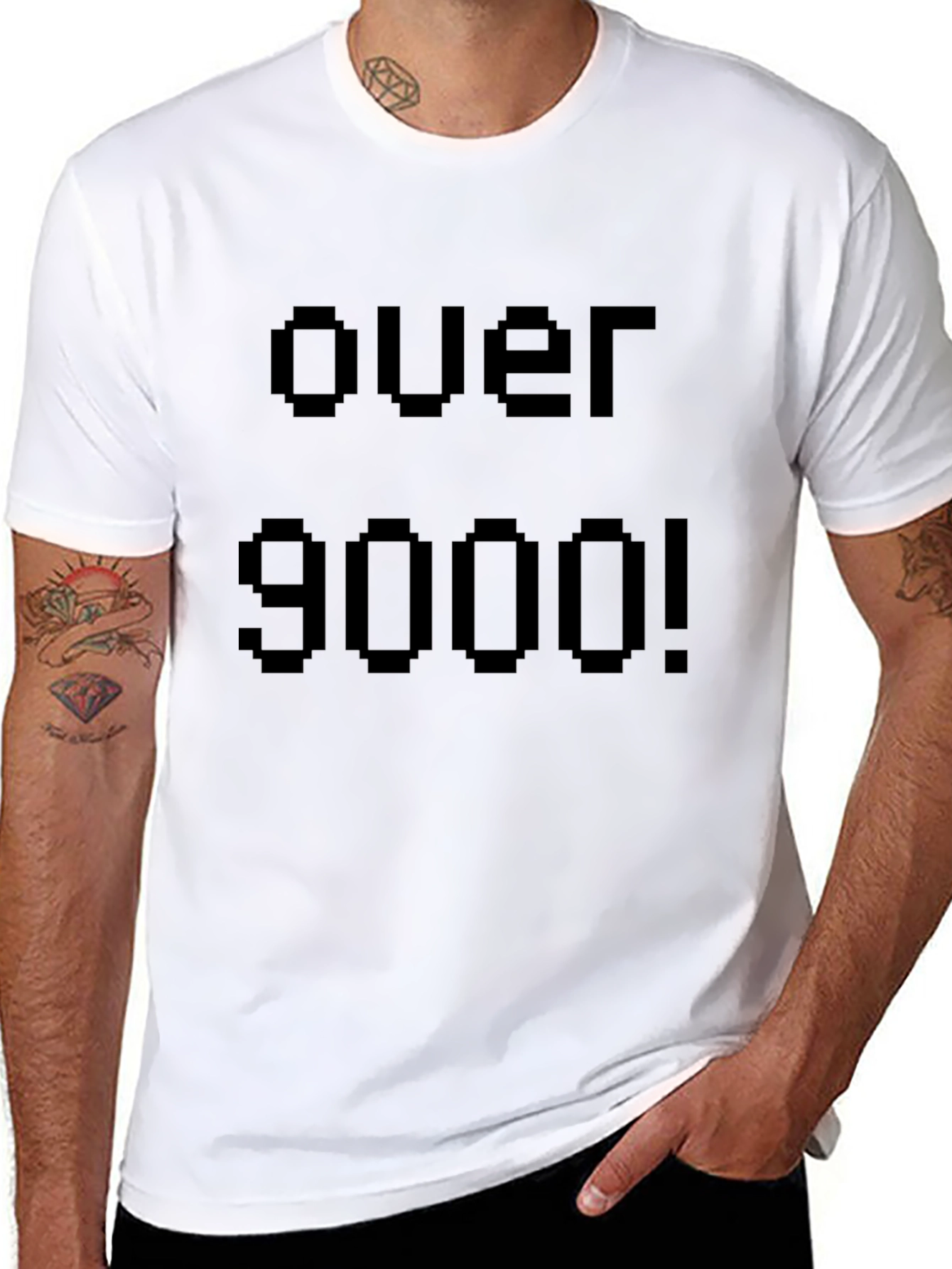 Over 9000! Pixel Graphic Black T-Shirt