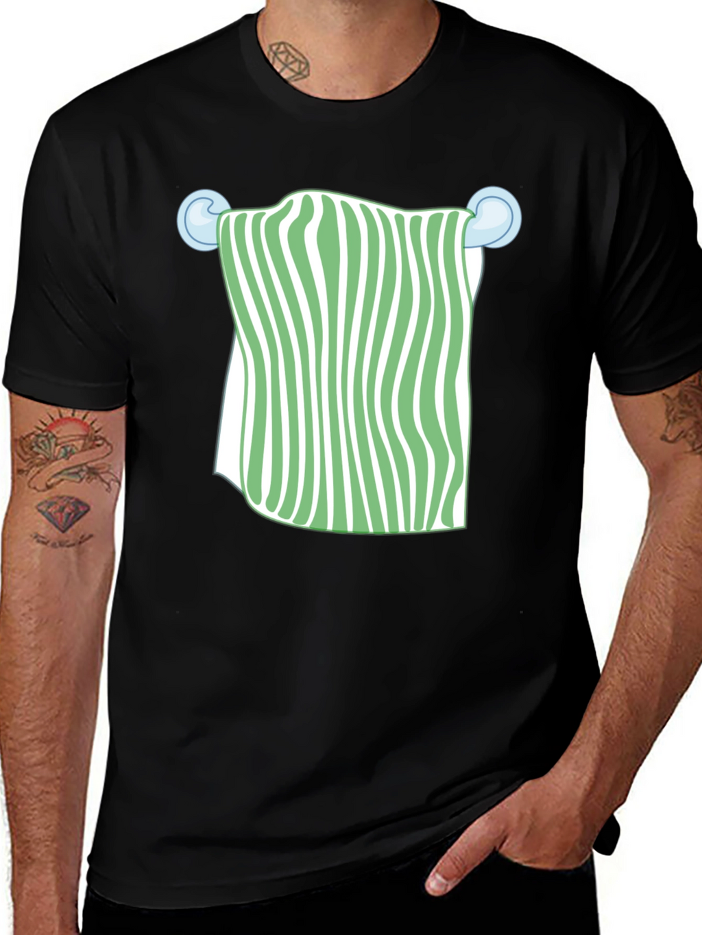 Striped Towel Graphic T-Shirt | Trendy Casual Wear