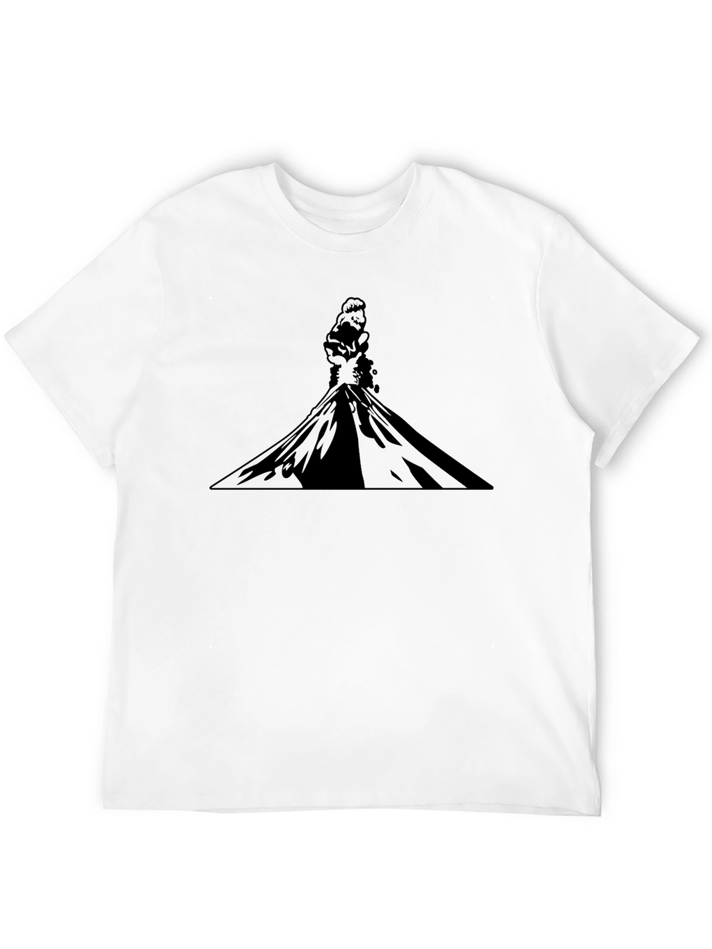 Black Graphic Tee - Volcanic Silhouette Print