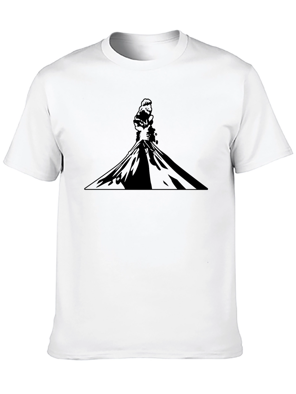 Black Graphic Tee - Volcanic Silhouette Print