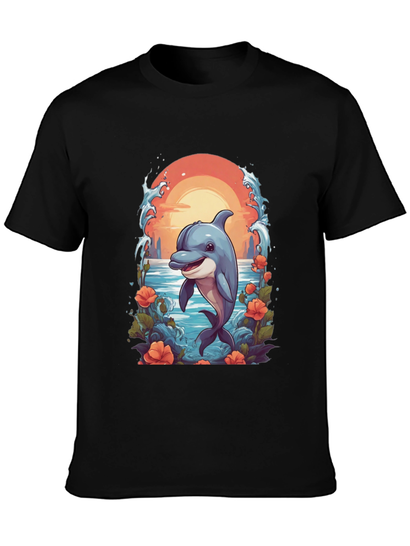 Dolphin Sunset Graphic T-Shirt