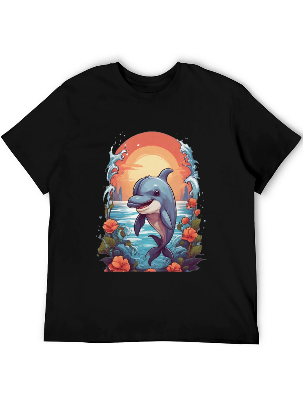 Dolphin Sunset Graphic T-Shirt