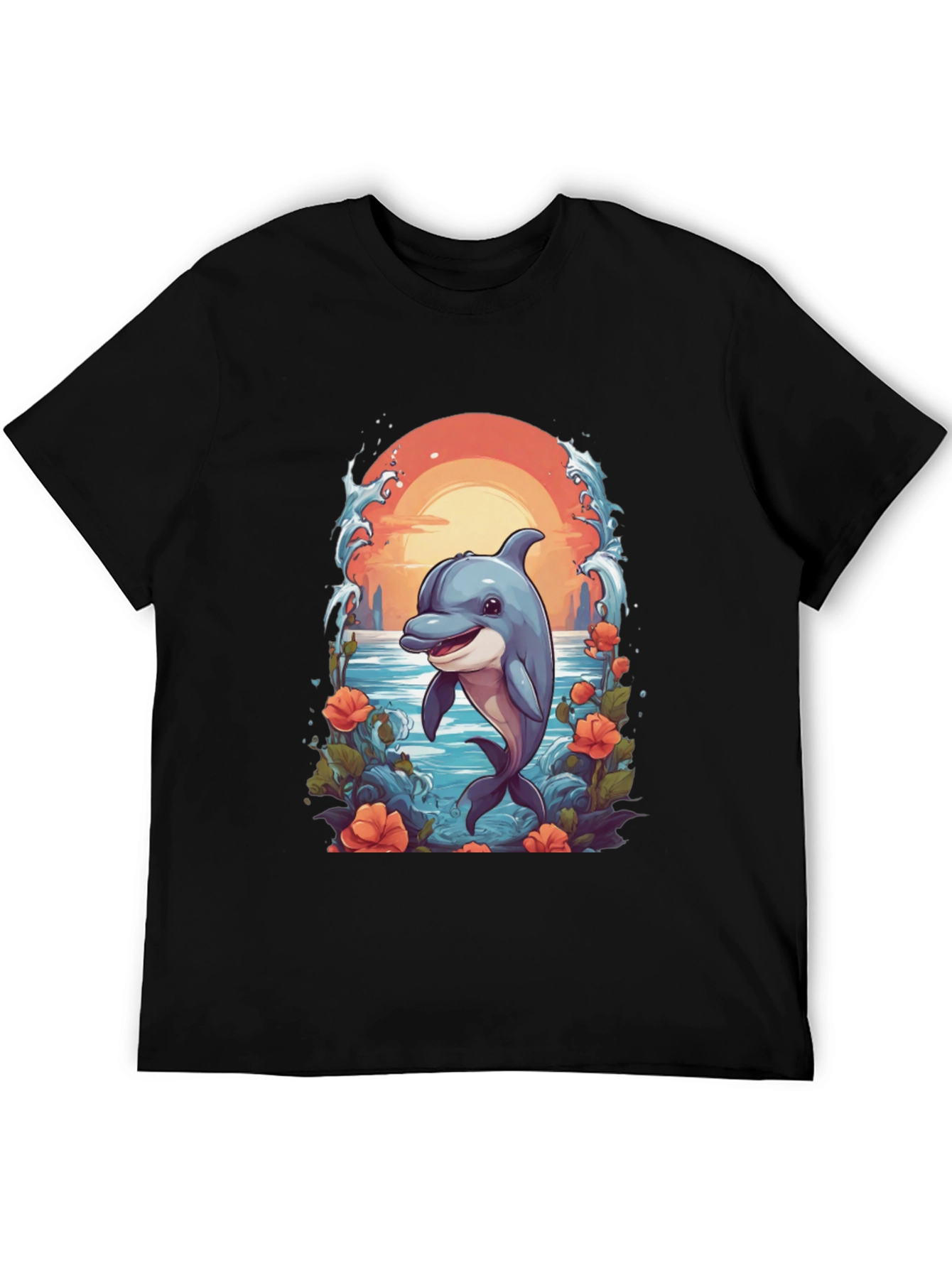 Dolphin Sunset Graphic T-Shirt