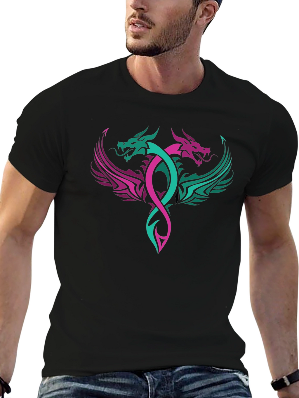 Dual Dragon Graphic Tee - Edgy Style