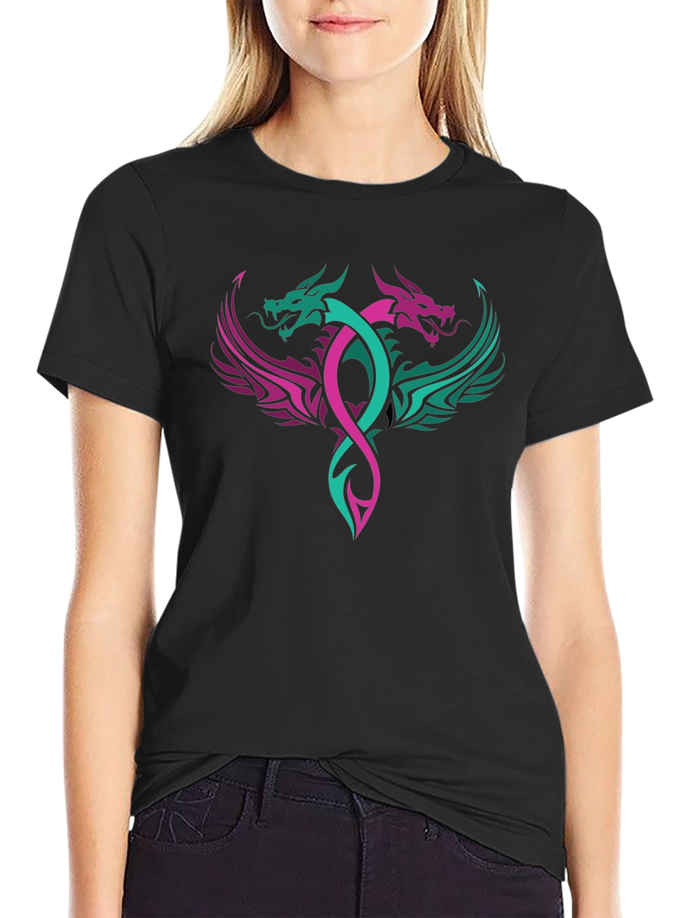 Dual Dragon Graphic Tee - Edgy Style