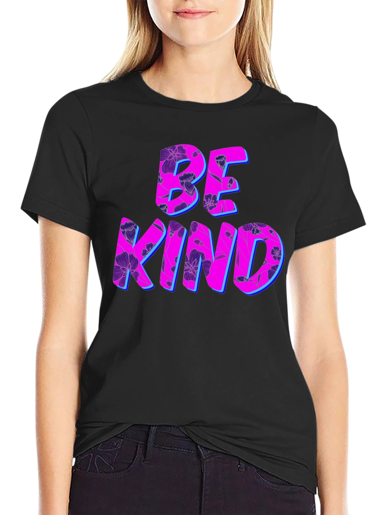 Be Kind Floral Graphic Tee - Trendy Casual Top
