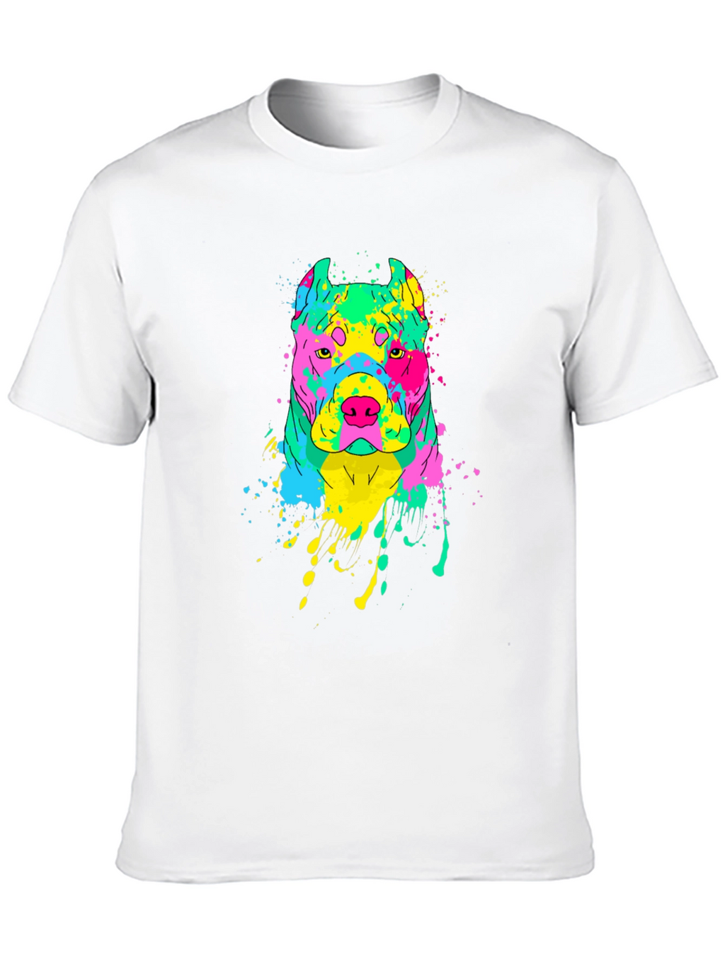 Vibrant Dog Graphic Tee - Mens Black T-Shirt
