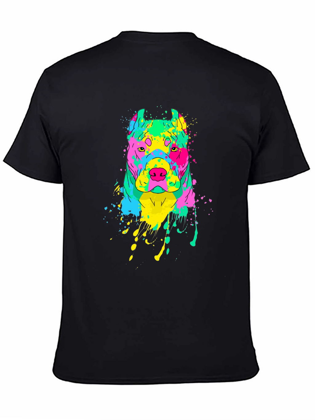 Vibrant Dog Graphic Tee - Mens Black T-Shirt