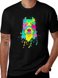 Vibrant Dog Graphic Tee - Mens Black T-Shirt