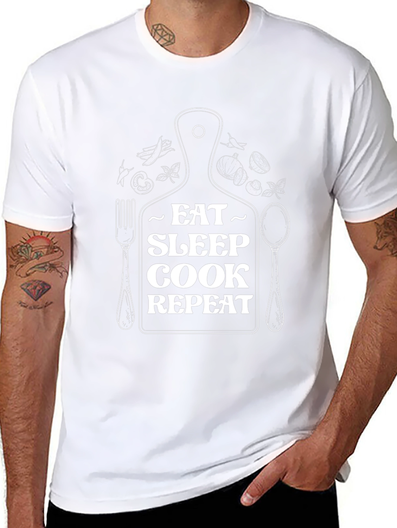 Eat Sleep Cook Repeat Graphic T-Shirt - Chef Gift