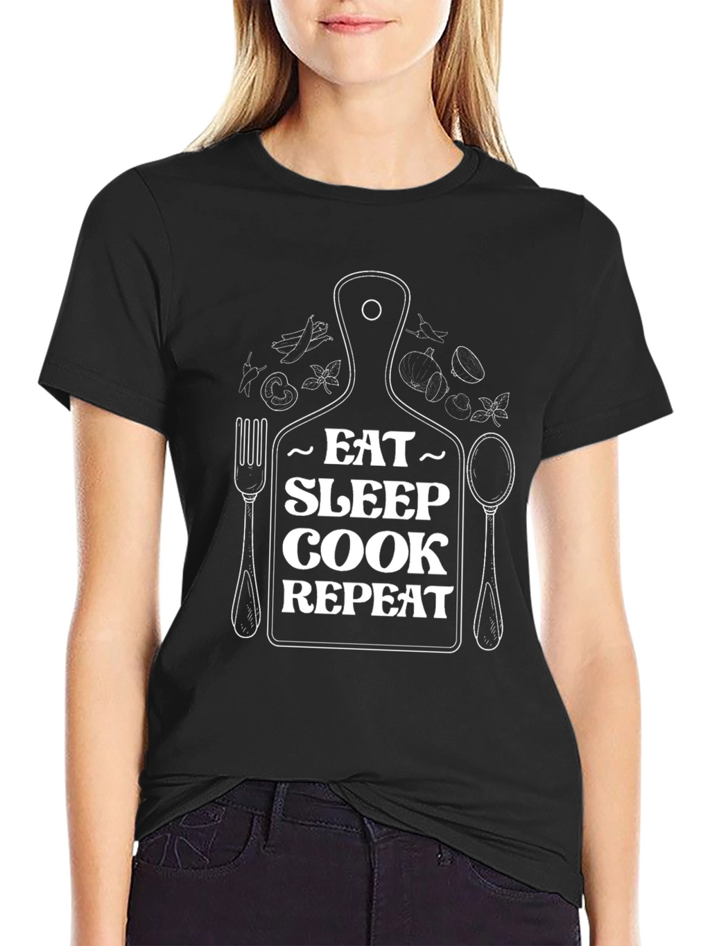 Eat Sleep Cook Repeat Graphic T-Shirt - Chef Gift