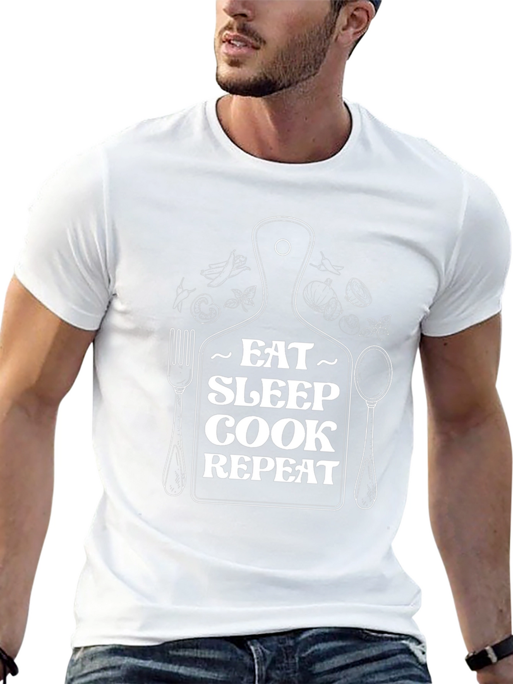 Eat Sleep Cook Repeat Graphic T-Shirt - Chef Gift
