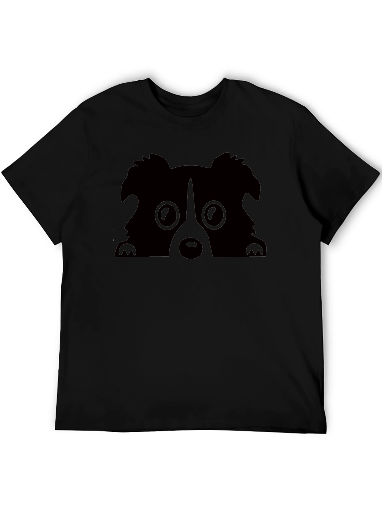 Cute Dog Peekaboo Graphic Tee - Black