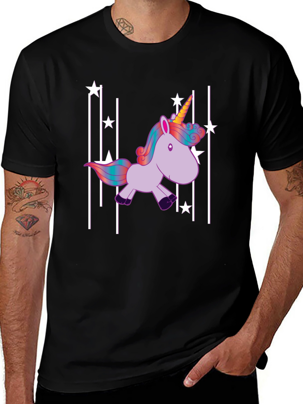 Unicorn Stars Black T-Shirt