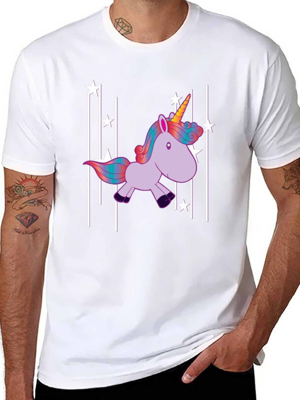 Unicorn Stars Black T-Shirt